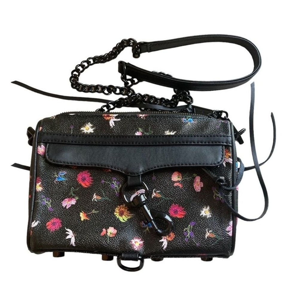 Rebecca Minkoff Black Floral Mini MAC Crossbody Bag